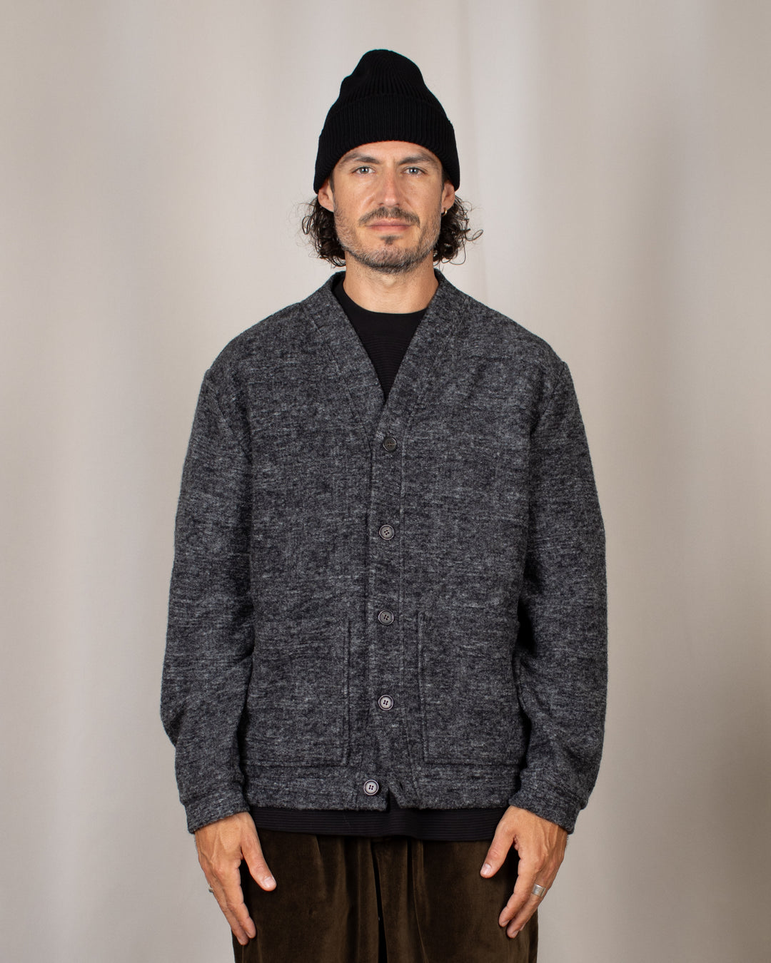 Advance Cardigan Wool Mix Knit Grey Marl