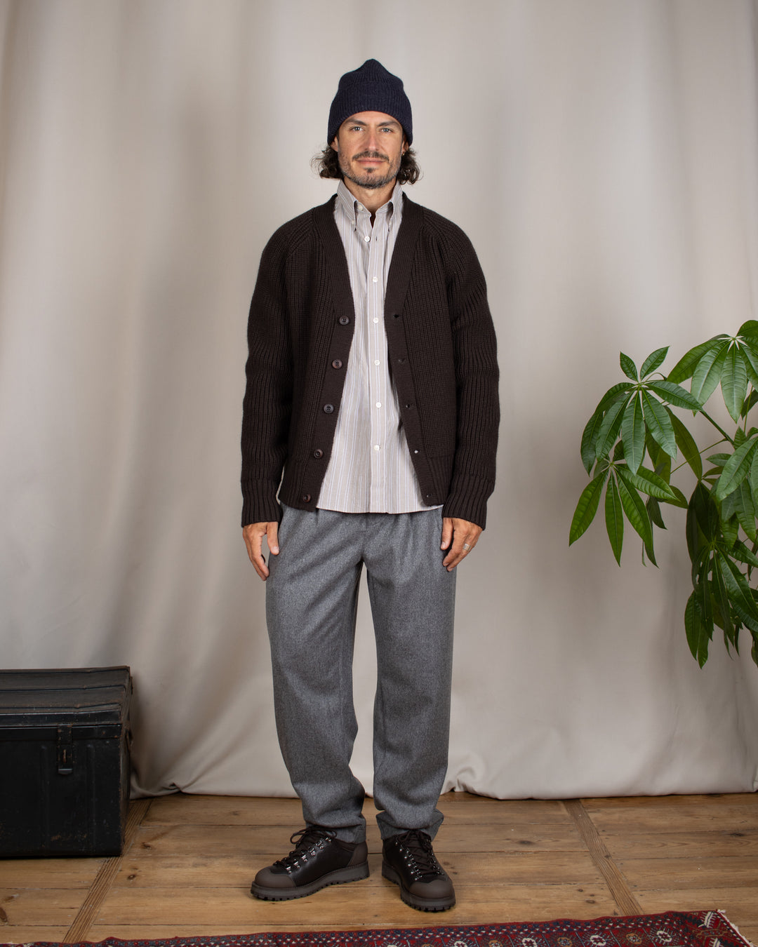 Guy Heavy Cardigan Dark Brown