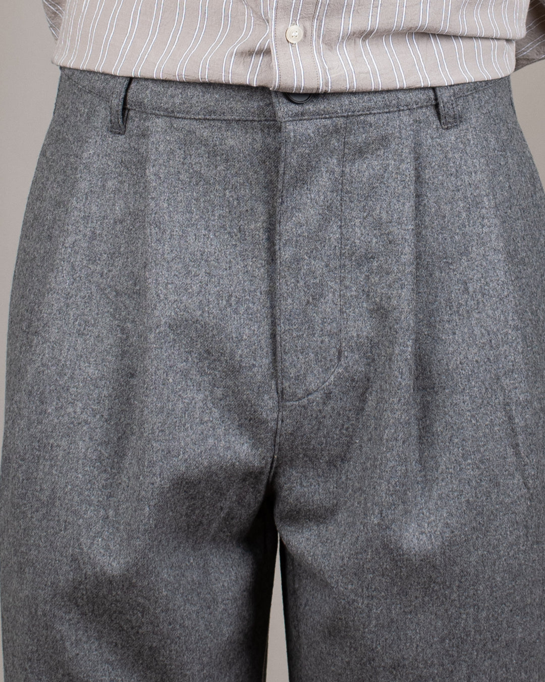 Double Pleats Flannel Pants Grey Mel
