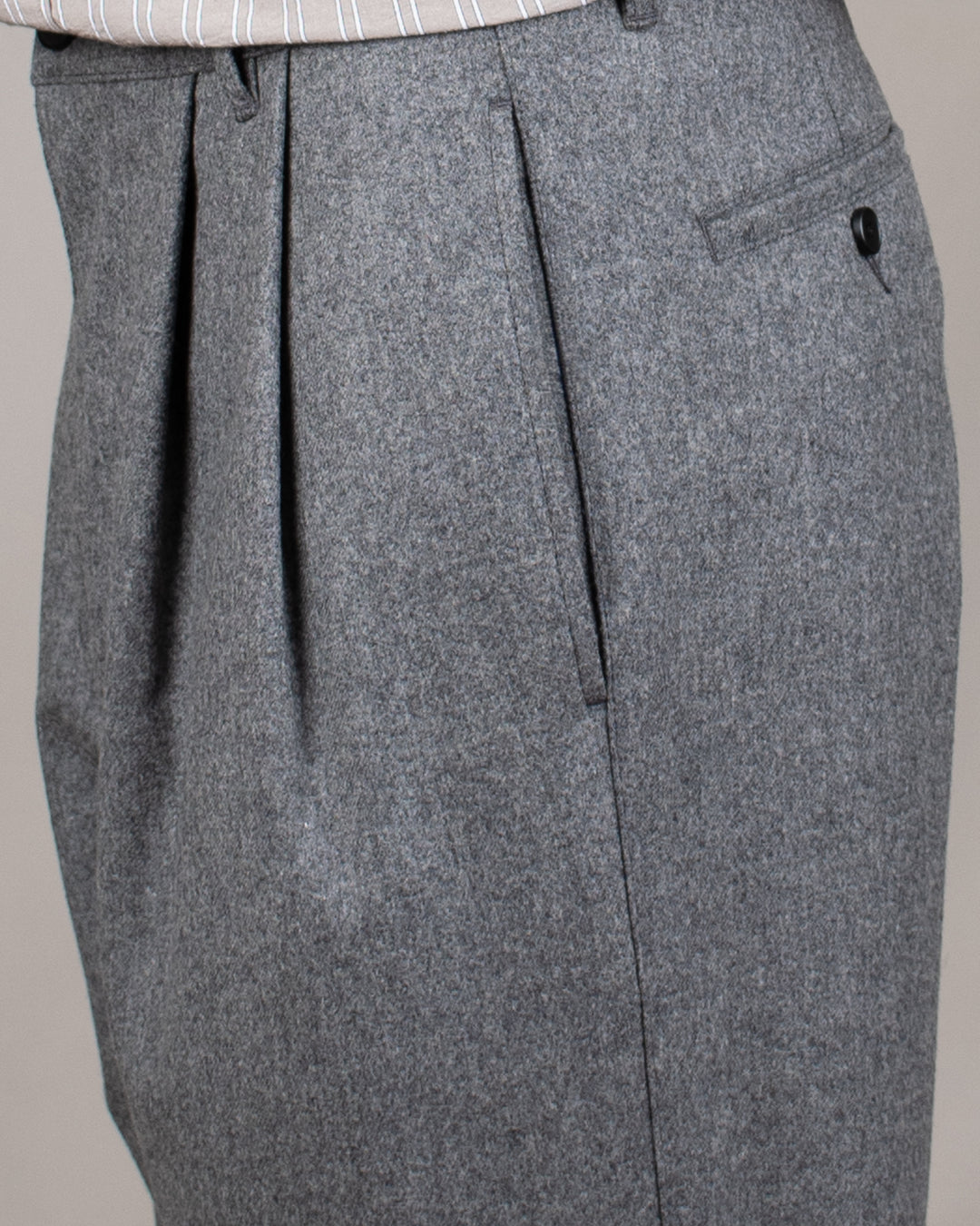 Double Pleats Flannel Pants Grey Mel