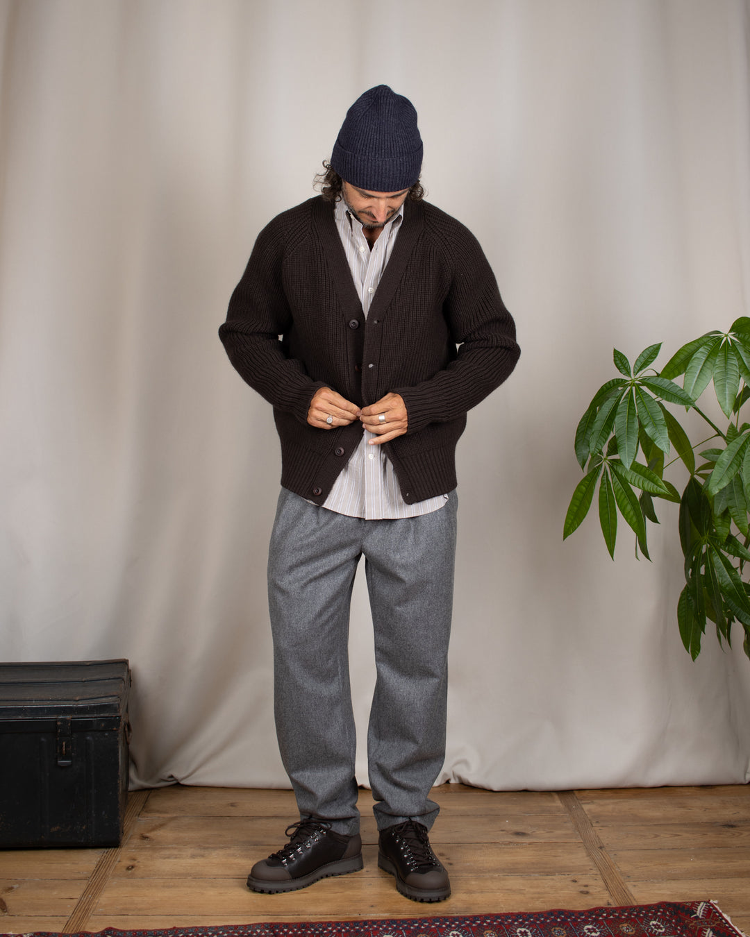 Guy Heavy Cardigan Dark Brown