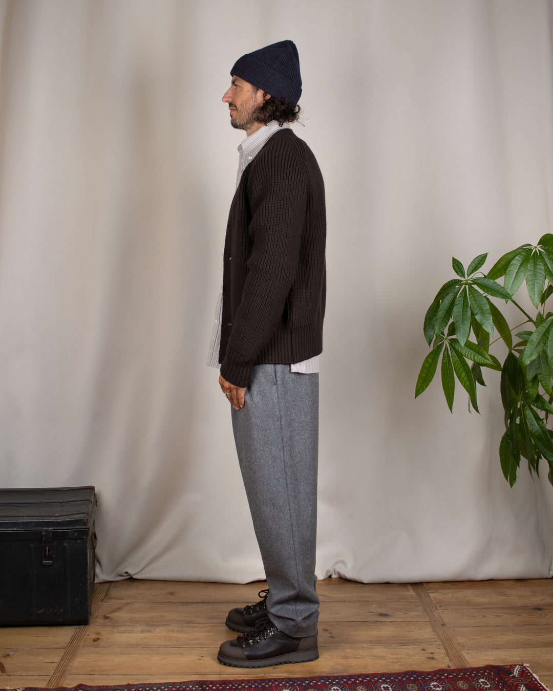 Guy Heavy Cardigan Dark Brown