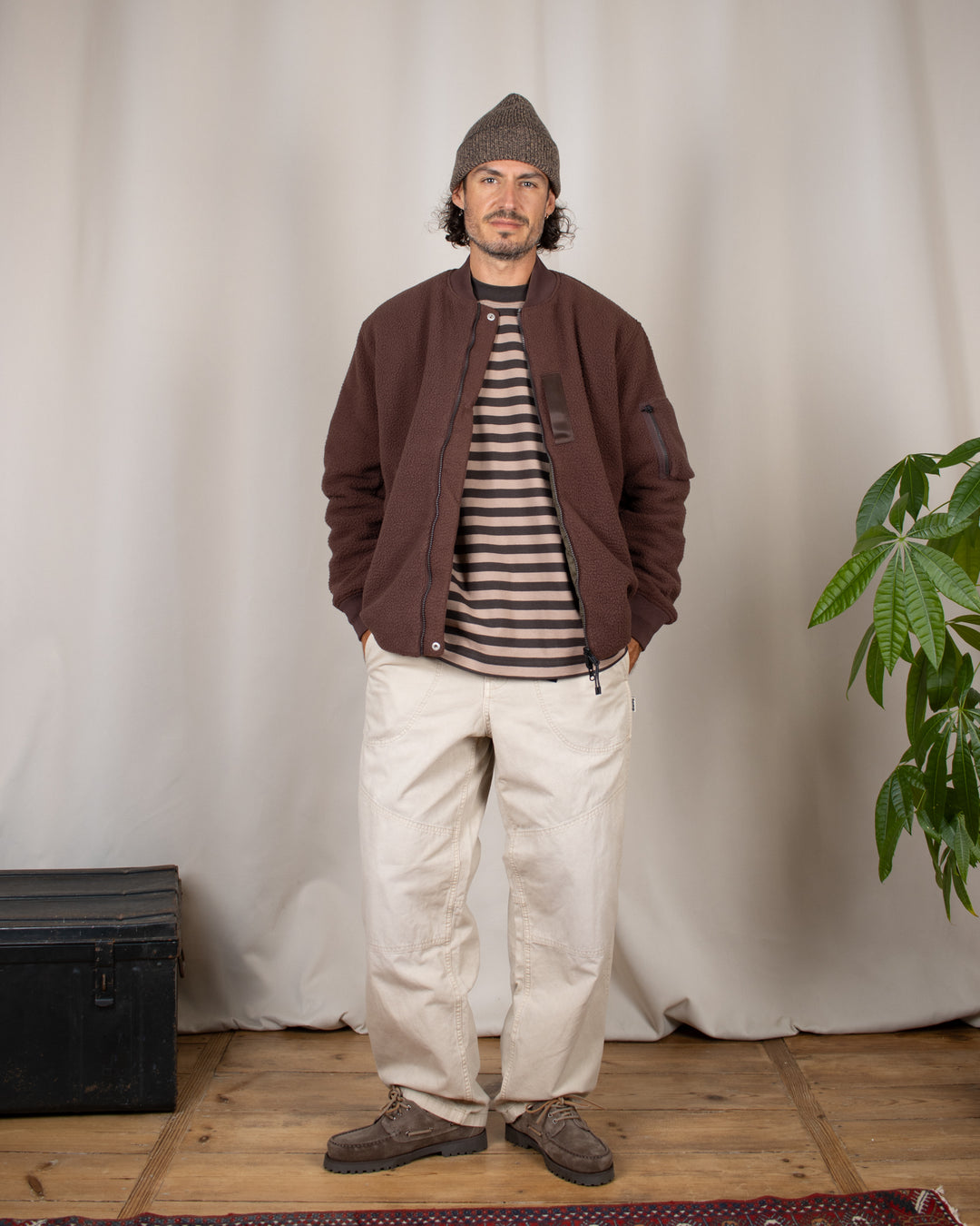 Reversible MA-1 Faux Wool Down Jacket D.BRN×D.OLV