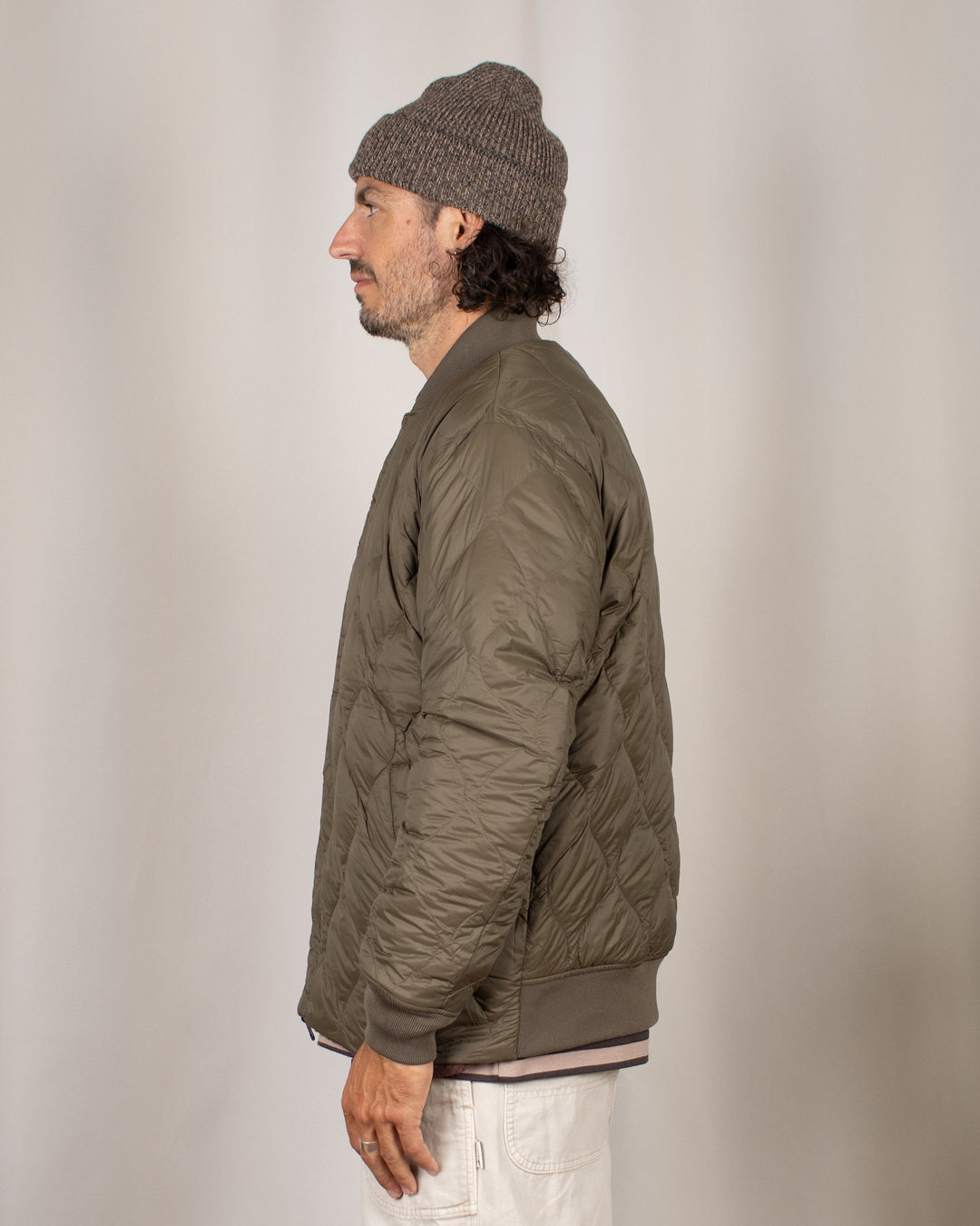 Reversible MA-1 Faux Wool Down Jacket D.BRN×D.OLV