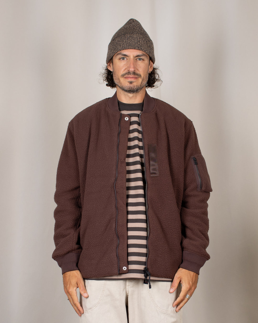 Reversible MA-1 Faux Wool Down Jacket D.BRN×D.OLV