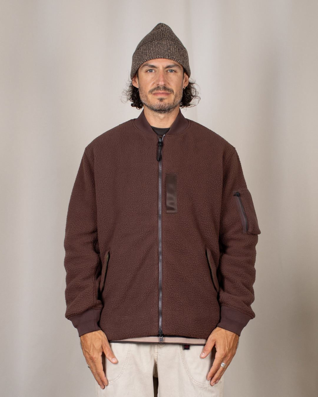 Reversible MA-1 Faux Wool Down Jacket D.BRN×D.OLV