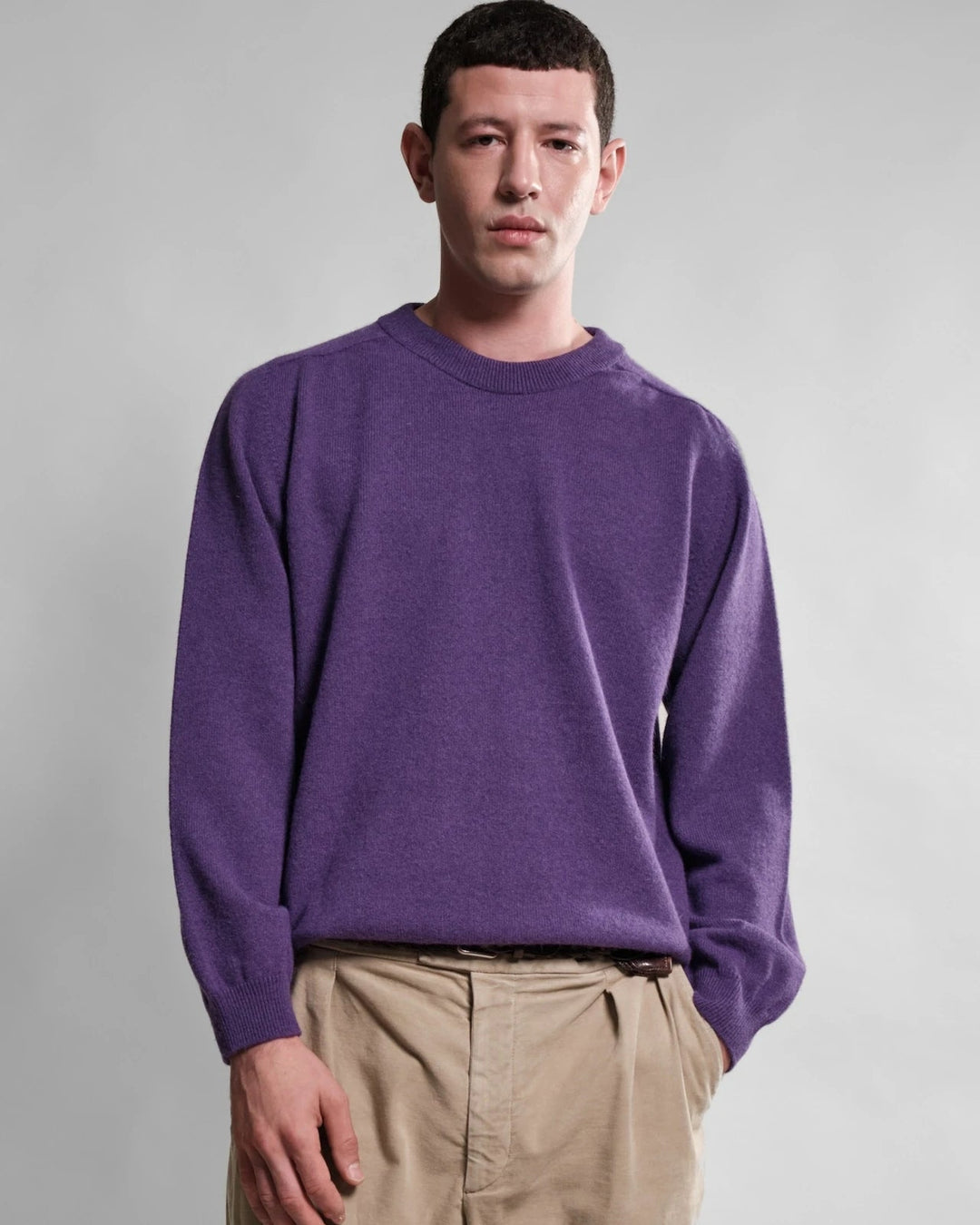 Pull Armen Col Rond prune — vue portée 2