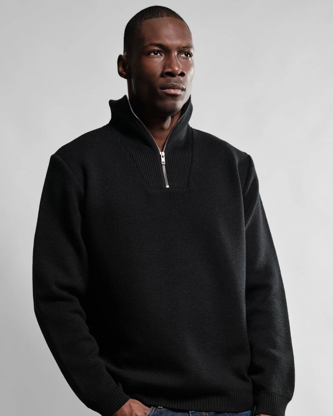 Pull Youri Col Camionneur Noir — vue portée 2