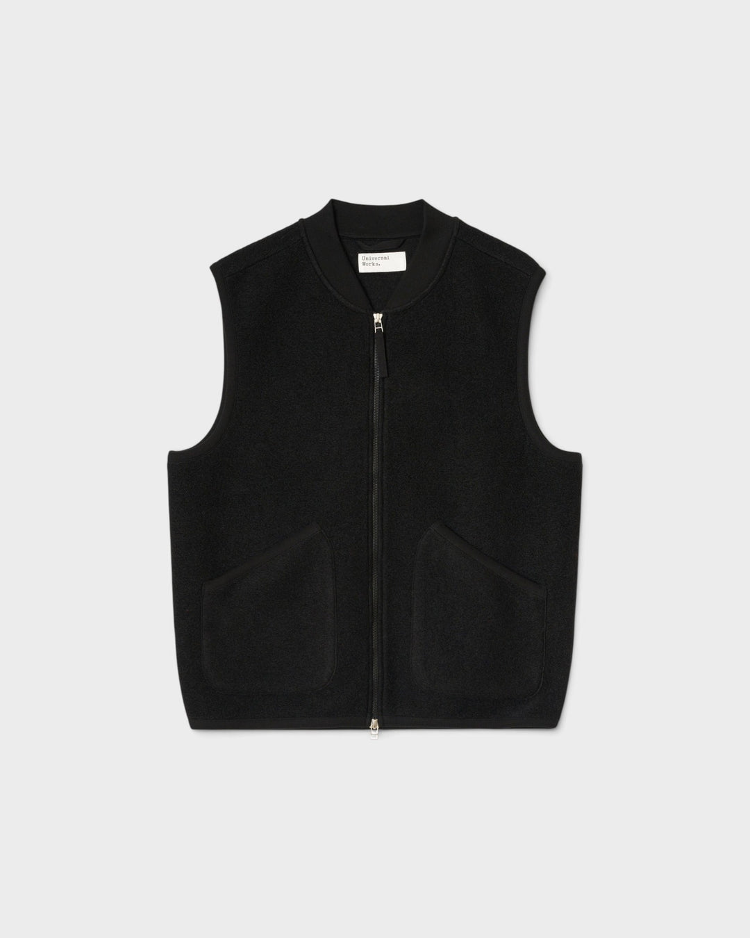 Zip Waistcoat Wool Fleece Black