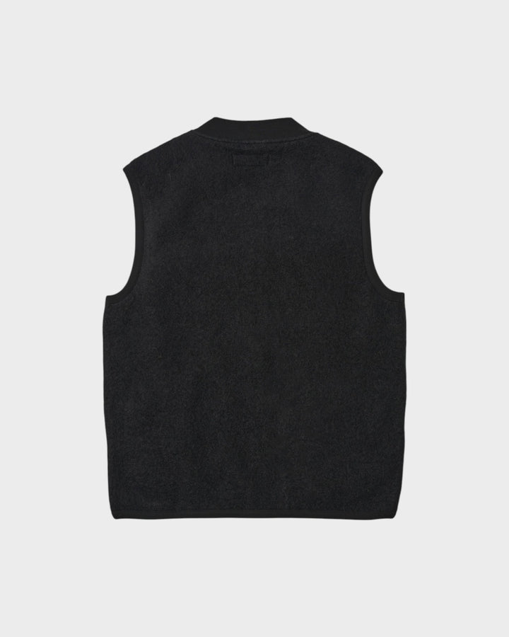 Zip Waistcoat Wool Fleece Black