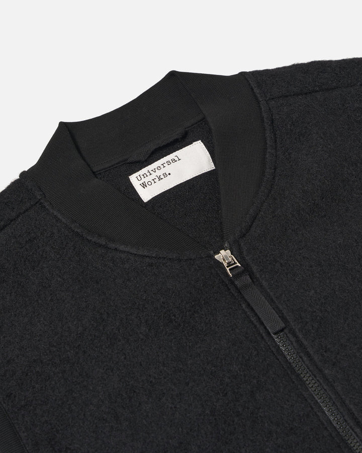 Zip Waistcoat Wool Fleece Black