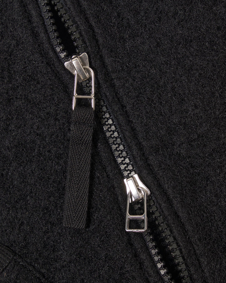 Zip Waistcoat Wool Fleece Black