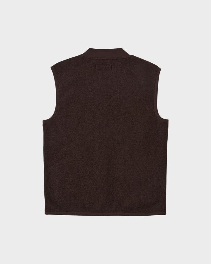Zip Waistcoat Wool Fleece Brown
