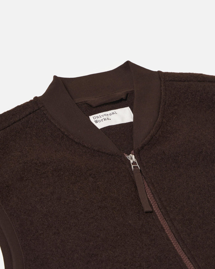 Zip Waistcoat Wool Fleece Brown