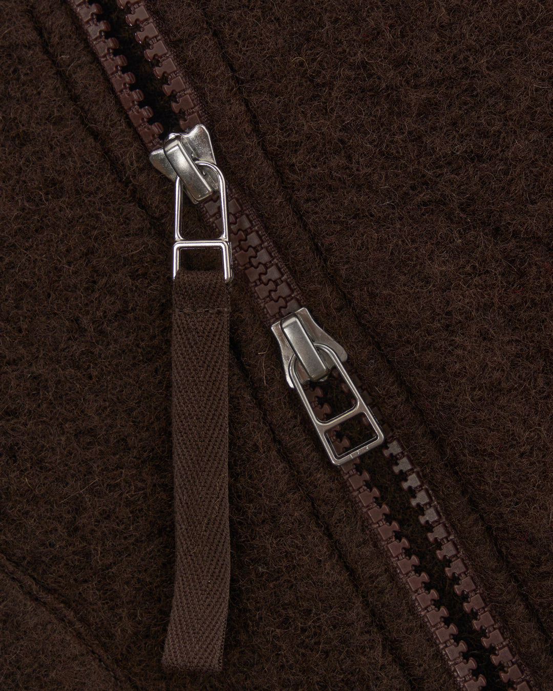 Zip Waistcoat Wool Fleece Brown