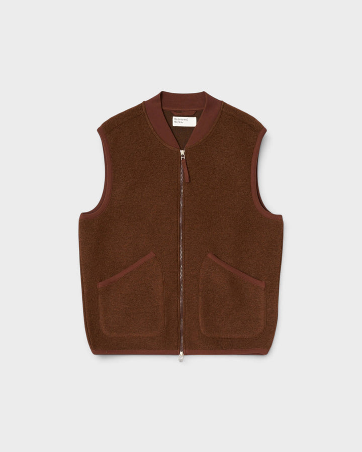 Zip Waistcoat Wool Fleece Cacao