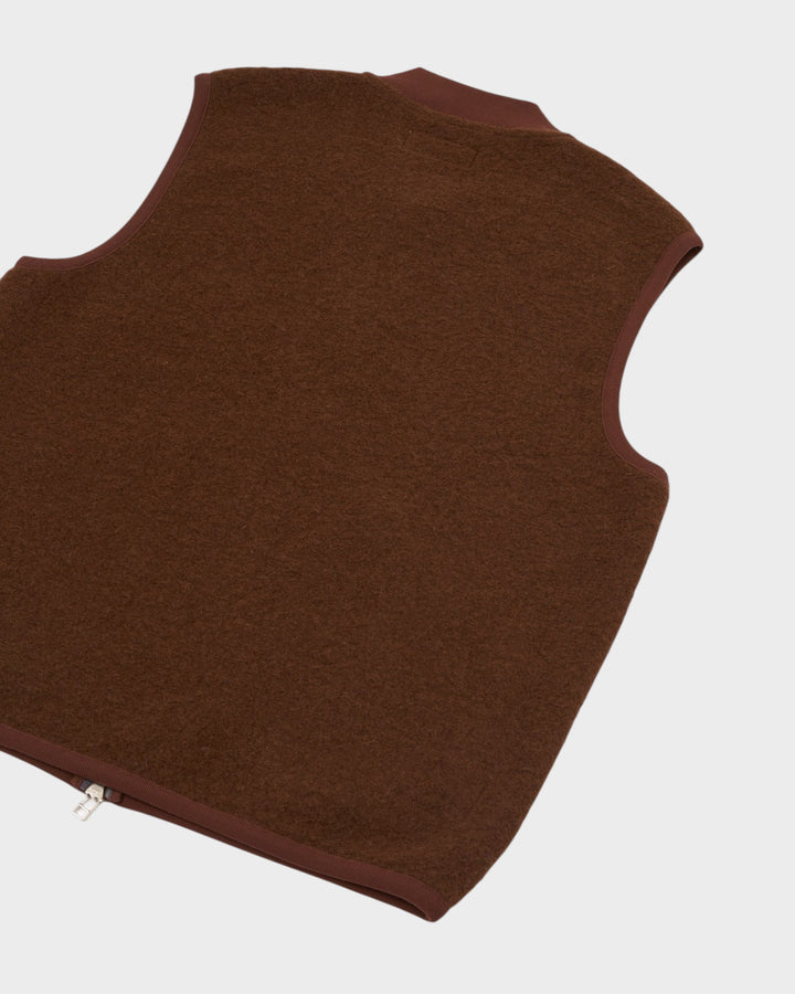 Zip Waistcoat Wool Fleece Cacao