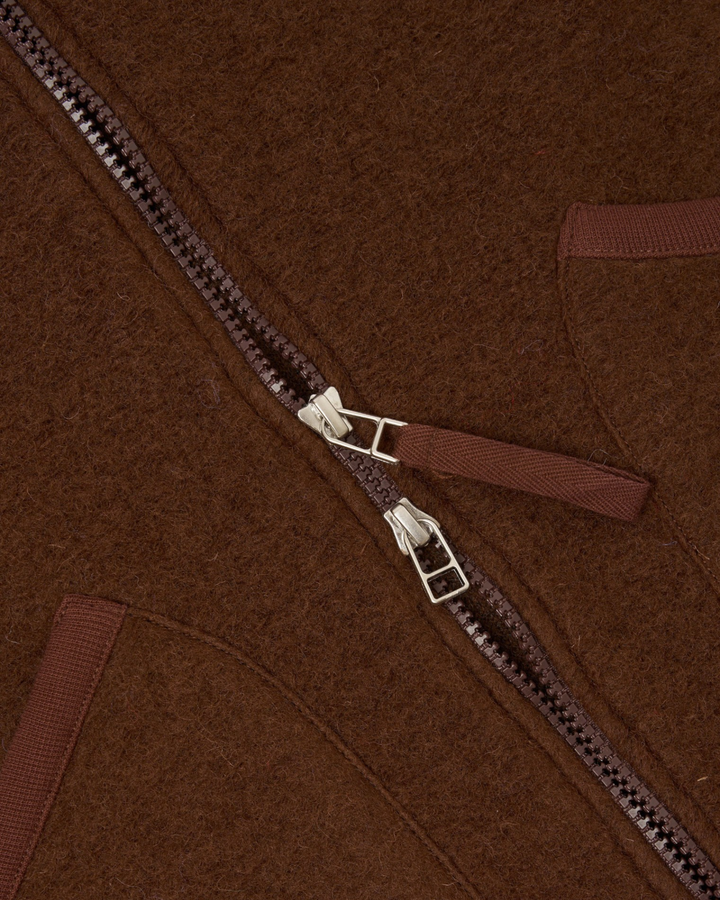 Zip Waistcoat Wool Fleece Cacao