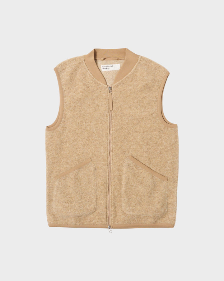 Zip Waistcoat Wool Fleece Fawn