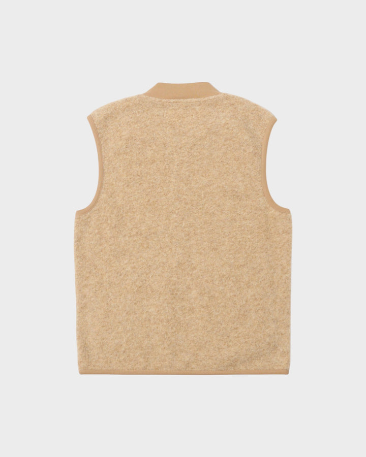 Zip Waistcoat Wool Fleece Fawn