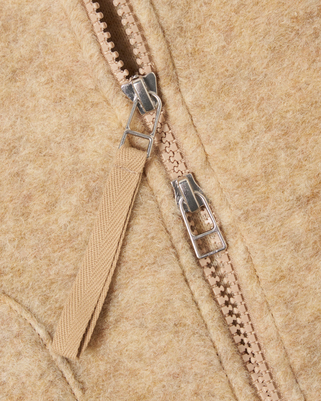 Zip Waistcoat Wool Fleece Fawn