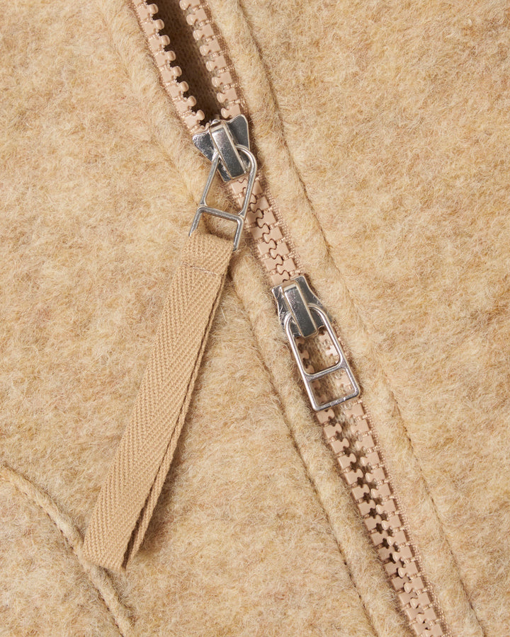 Zip Waistcoat Wool Fleece Fawn