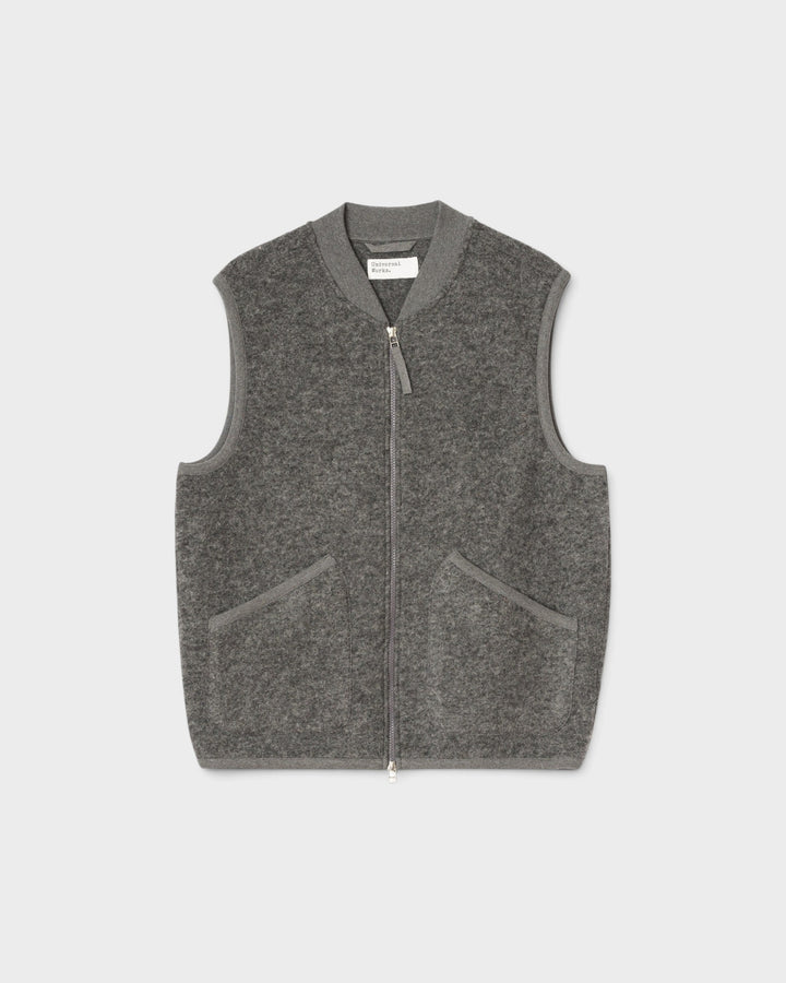 Zip Waistcoat Wool Fleece Grey Marl