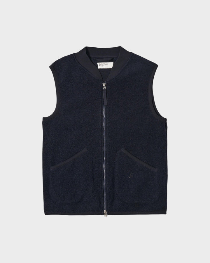 Zip Waistcoat Wool Fleece Navy