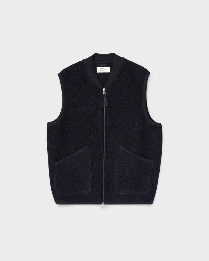 Zip Waistcoat Wool Fleece Navy