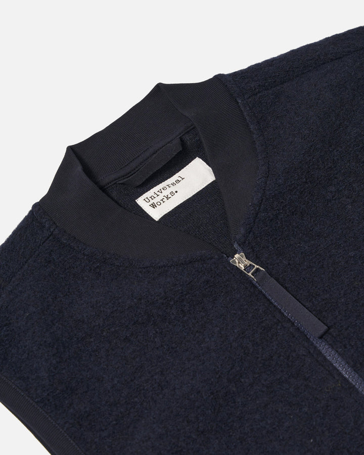 Zip Waistcoat Wool Fleece Navy