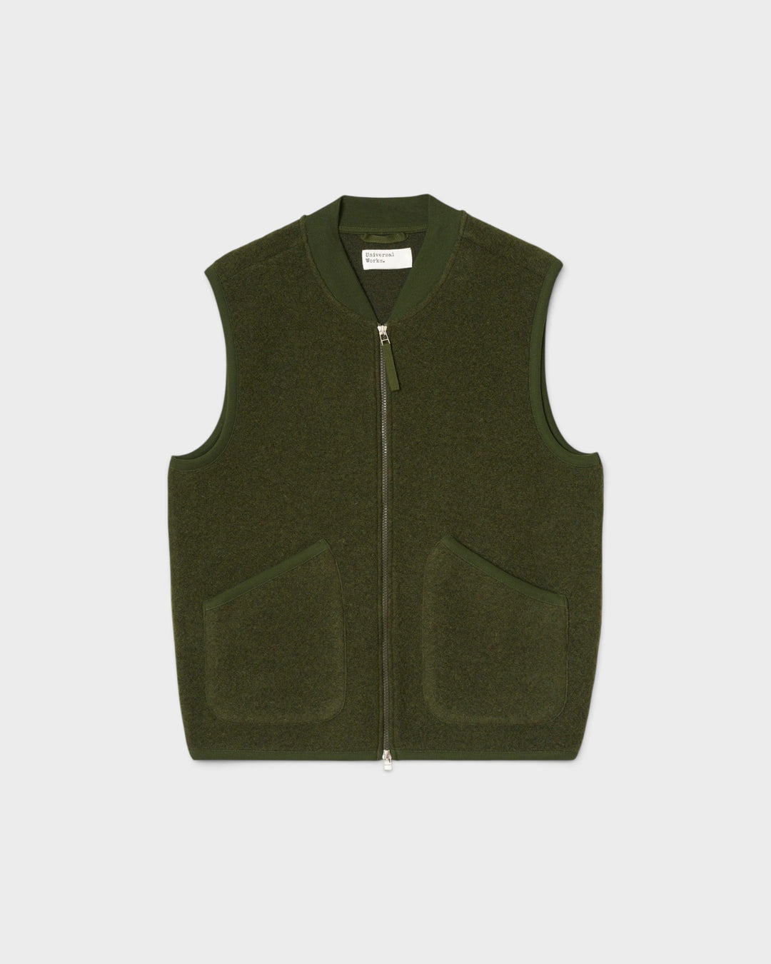 Zip Waistcoat Wool Fleece Olive