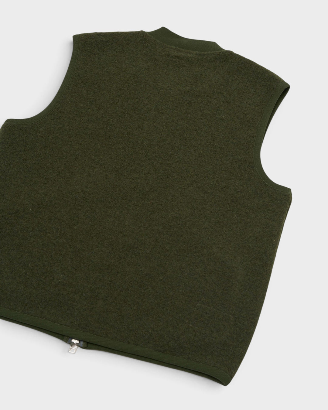 Zip Waistcoat Wool Fleece Olive