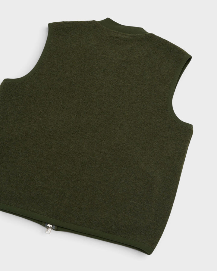 Zip Waistcoat Wool Fleece Olive