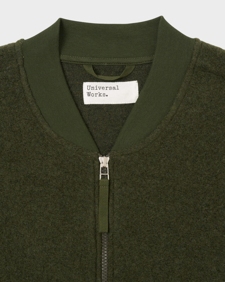 Zip Waistcoat Wool Fleece Olive