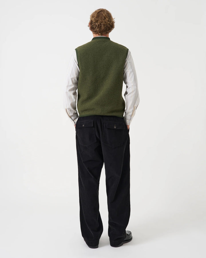 Zip Waistcoat Wool Fleece Olive