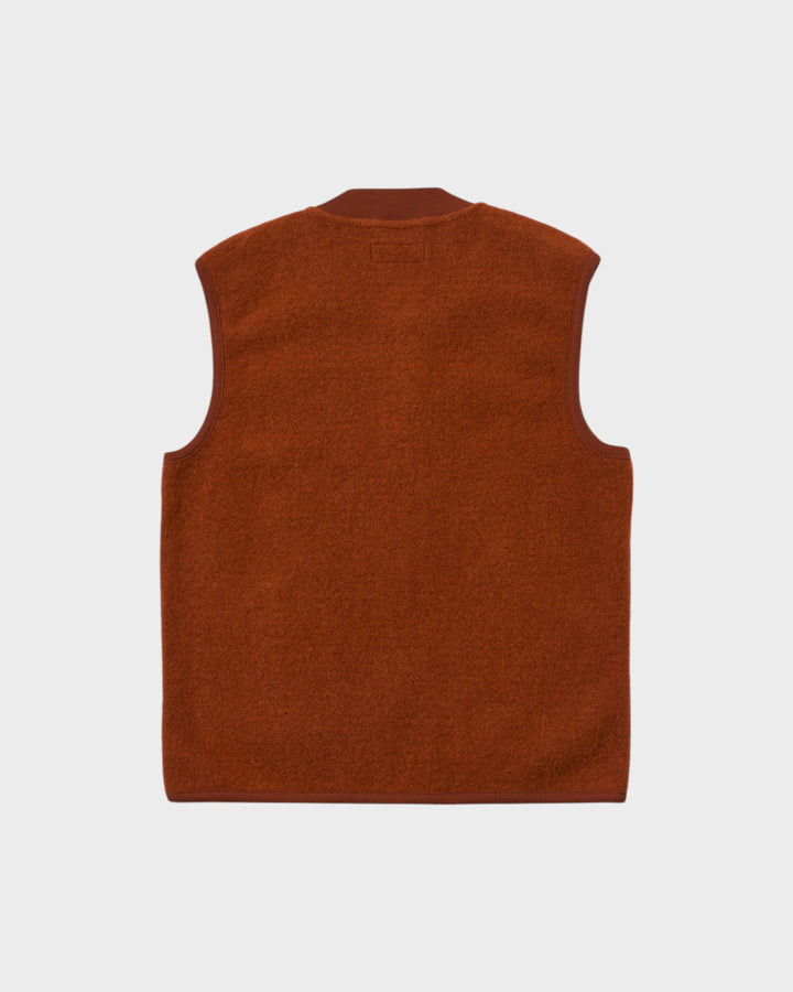 Zip Waistcoat Wool Fleece Rust