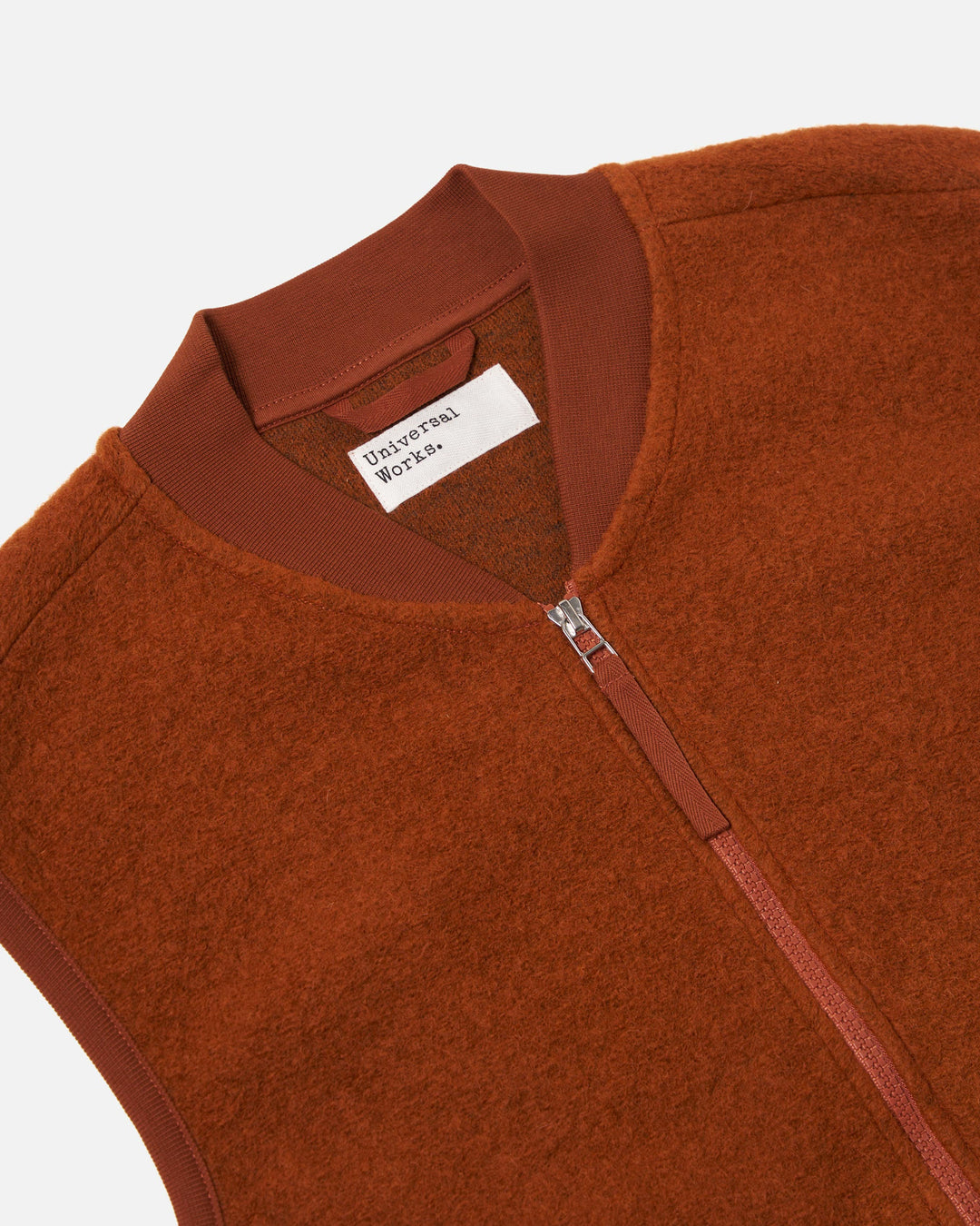 Zip Waistcoat Wool Fleece Rust
