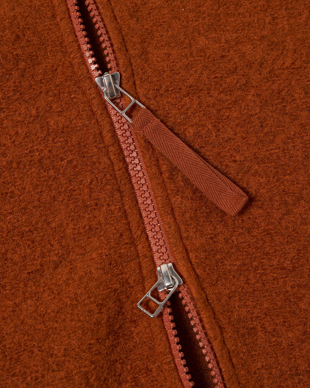 Zip Waistcoat Wool Fleece Rust