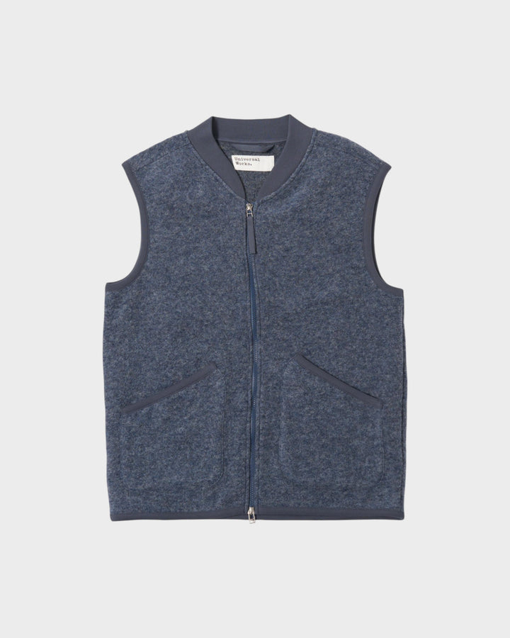 Zip Waistcoat Wool Fleece State Blue