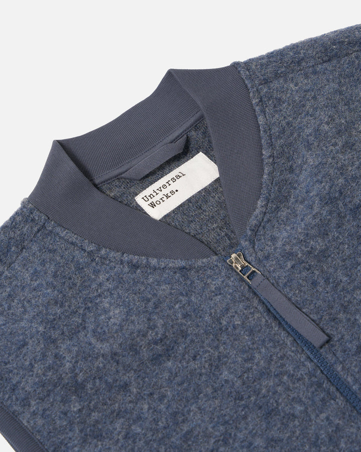 Zip Waistcoat Wool Fleece State Blue