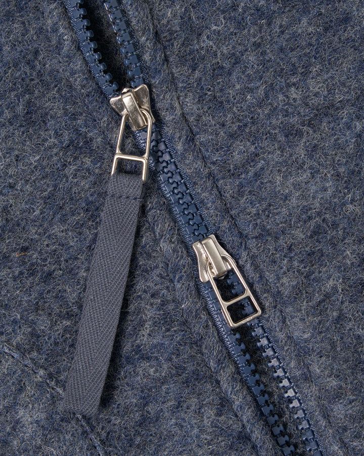 Zip Waistcoat Wool Fleece State Blue