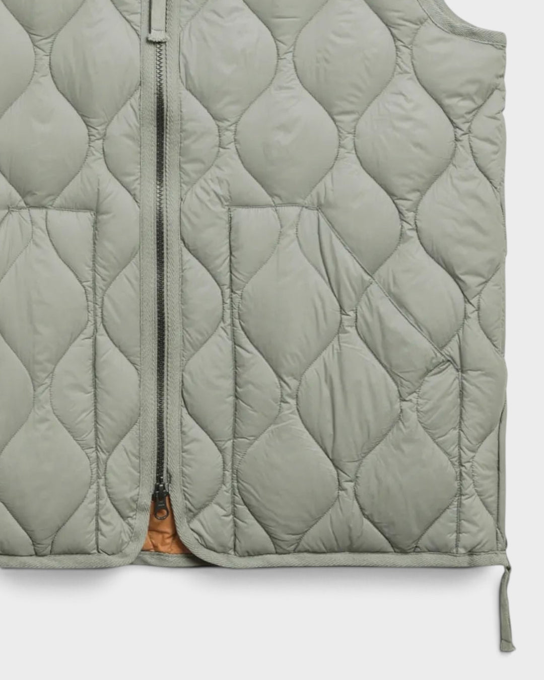 Military V Neck W-Zip Down Vest Dark Sage Green