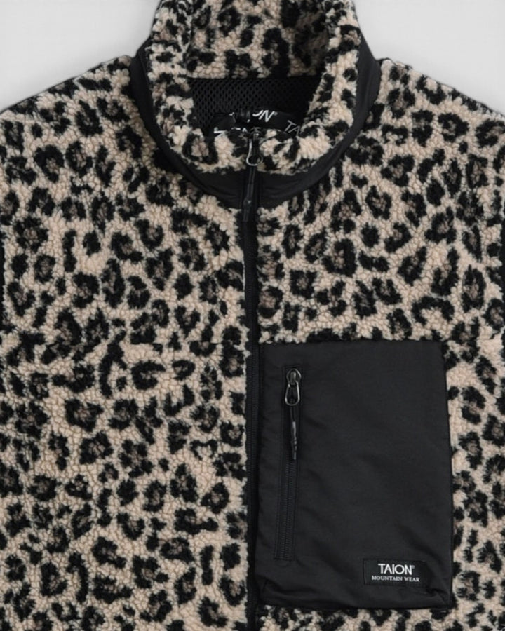 Mountain Boa Fleece High-Neck Vest Leopard