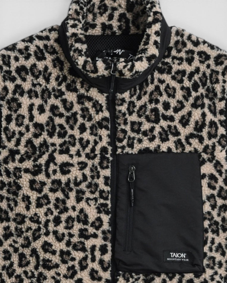 Mountain Boa Fleece High-Neck Vest Leopard