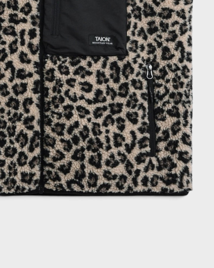 Mountain Boa Fleece High-Neck Vest Leopard