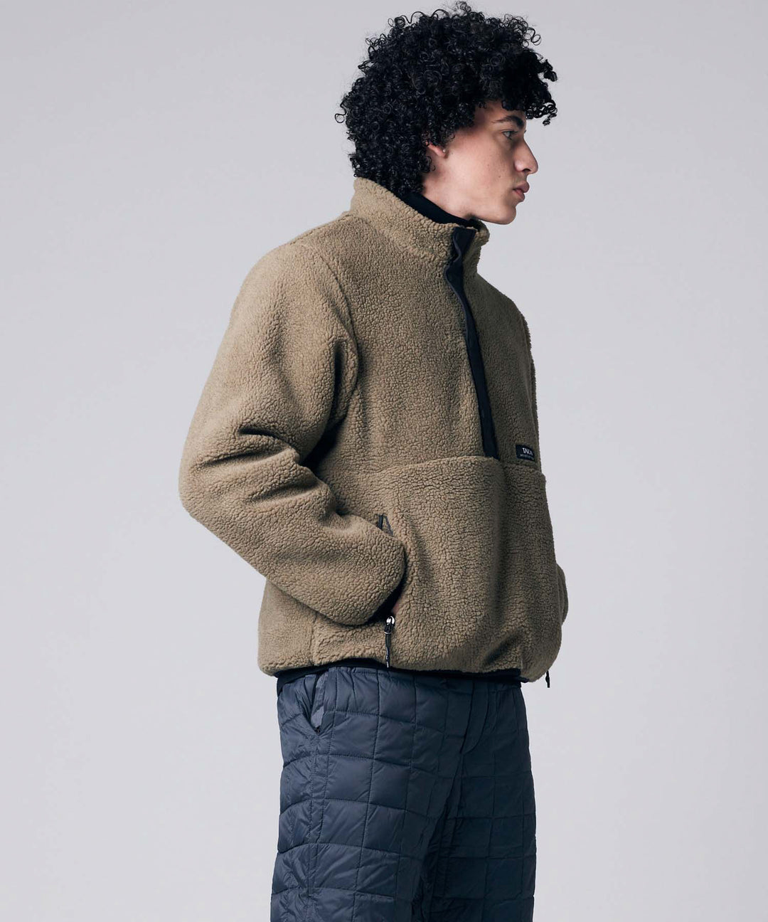 Pull Over Boa Hi Neck Jacket D.Beige/Black