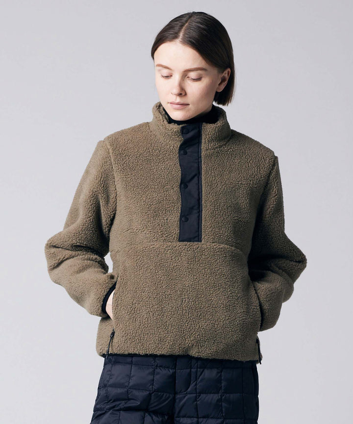 Pull Over Boa Hi Neck Jacket D.Beige/Black