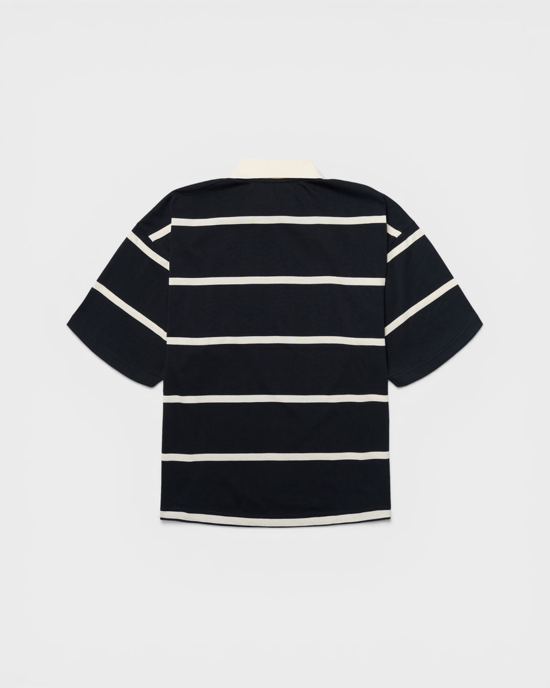 Hiro S/S Stripe Zip Polo Off-White/Navy