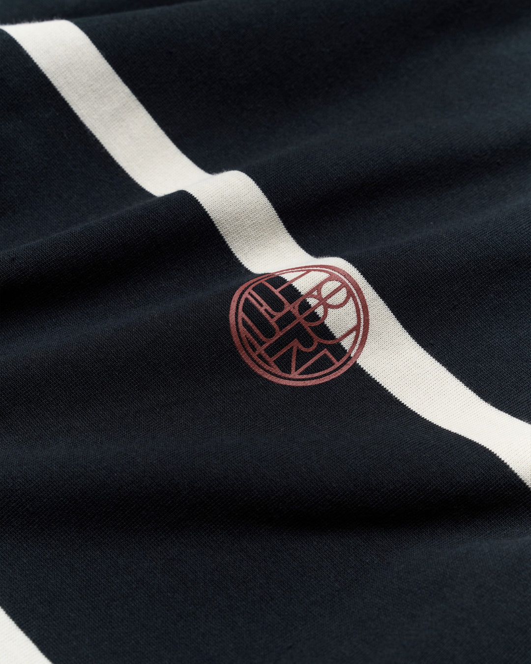 Hiro S/S Stripe Zip Polo Off-White/Navy