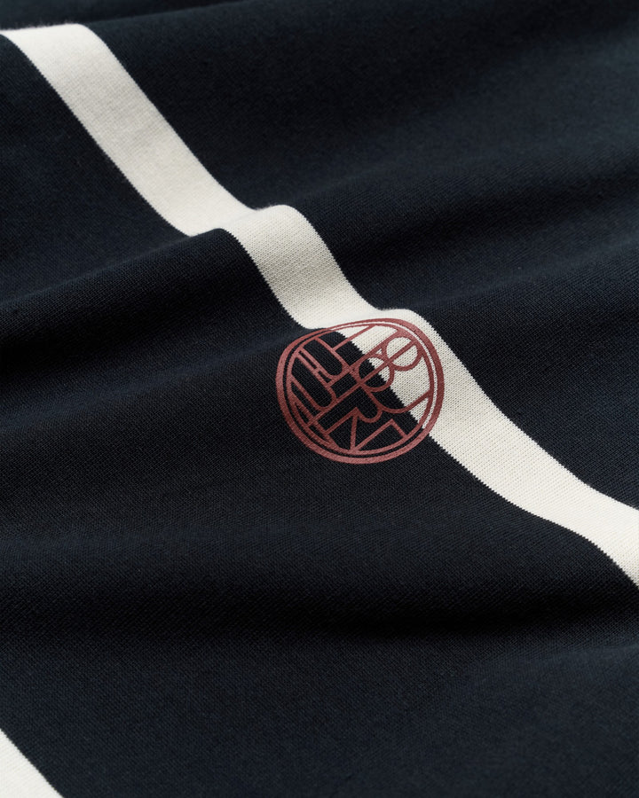 Hiro S/S Stripe Zip Polo Off-White/Navy